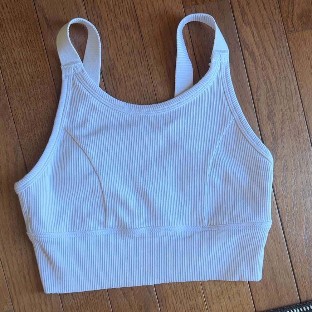 Aerie offline Ribbed White Cropped Sports Bra Top